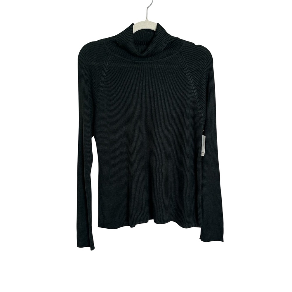 Valerie Steven's Vintage Dark Green Silk Rib Knit Turtleneck Sweater. Size M.